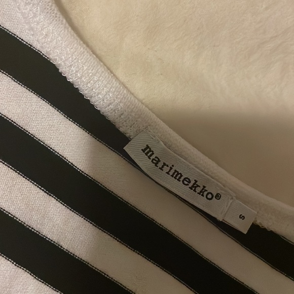 MARIMEKKO a- line black & white striped nautical dress with pockets - Picture 5 of 9